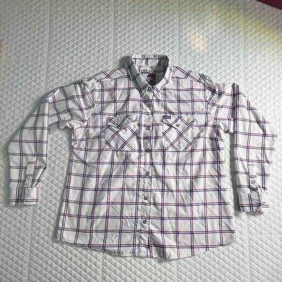 Dixxon Flannel Co Cross Check Mens 2X White Red Plaid Button Snap - Picture 1 of 7